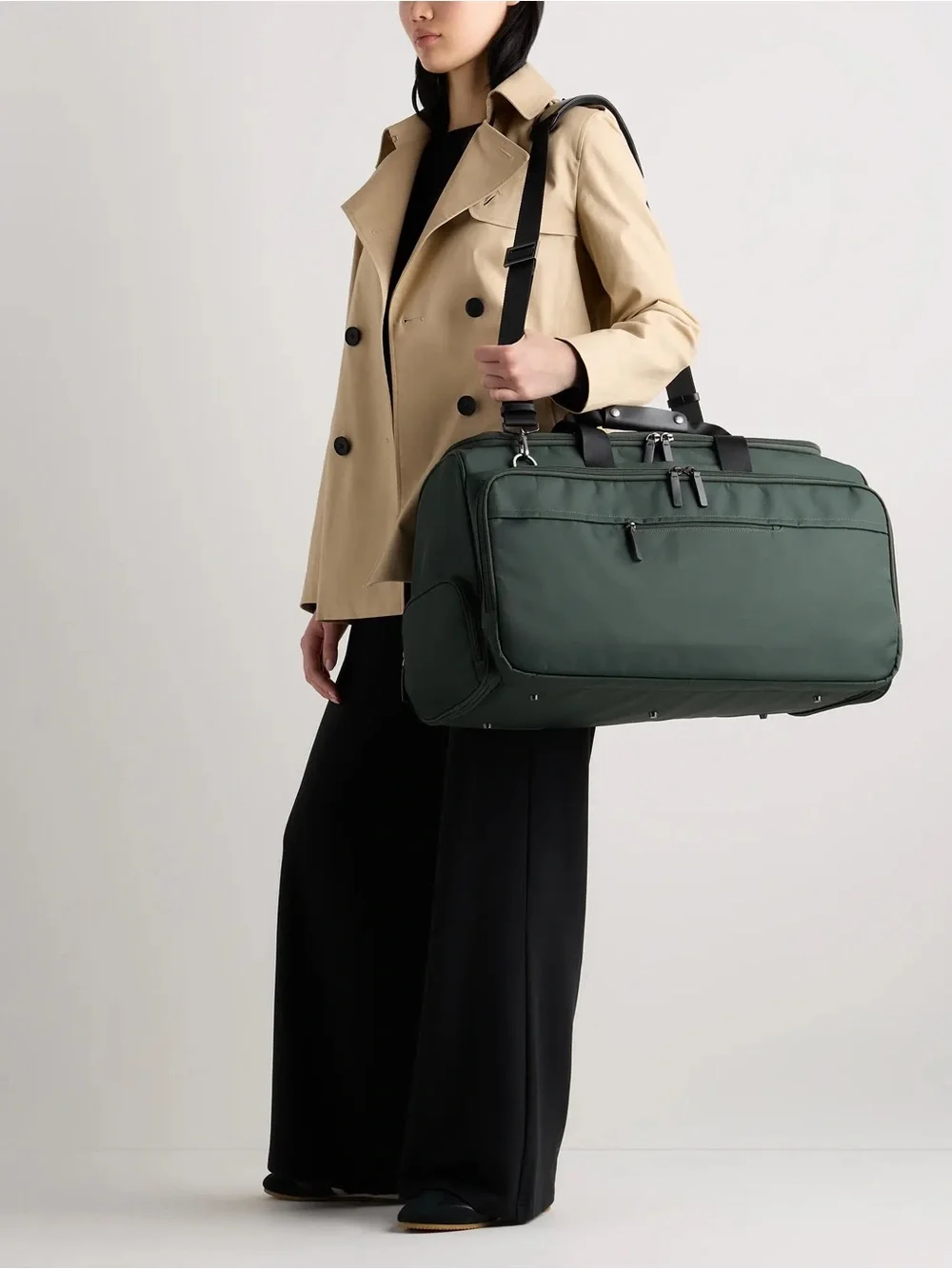 Quince Voyage Nylon Garment Duffle Dark Green NWT 2in1 Carry On Travel Bag